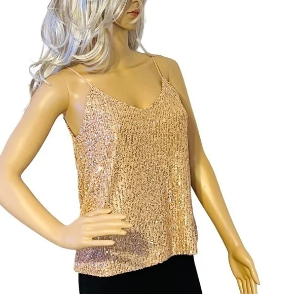 ILLA ILLA Sparkle Rose Gold Strap Top NWT, Small - Picture 1 of 12